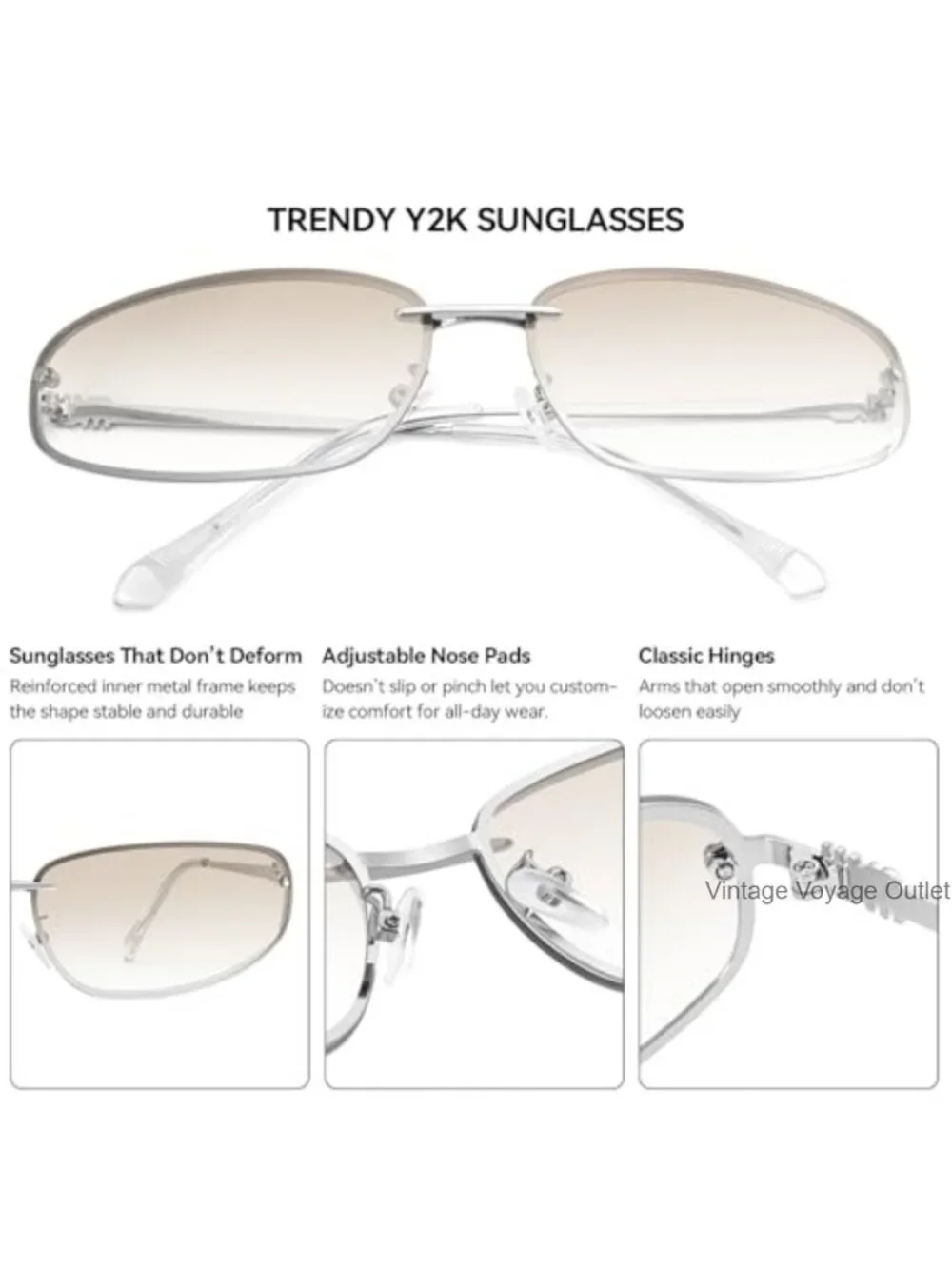 Y2K Retro Metal Wrap Around Sunglasses for Women Oval Futuristic Shades UV400